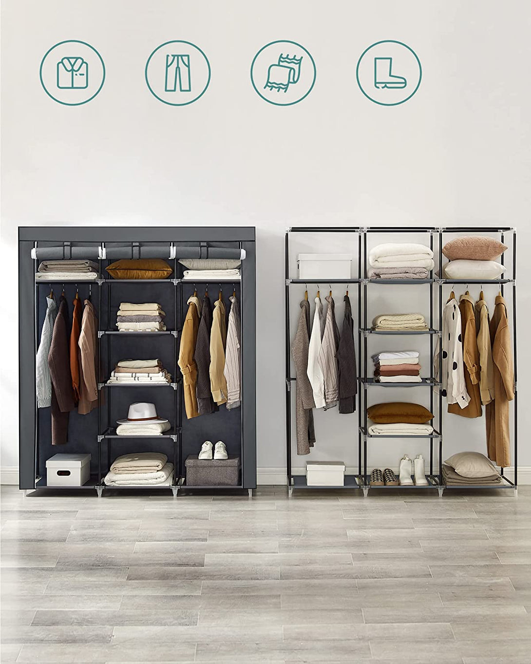 Garderobna omara 175 x 150 x 45 cm, siva | SONGMICS-Vasdom.si