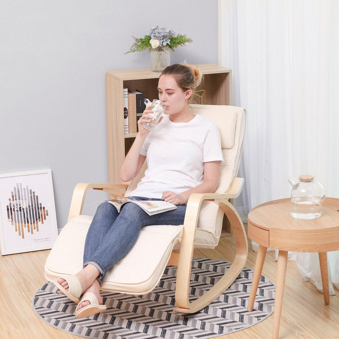 Gugalni stol, počivalnik, naslon za noge nastavljiv v 5 stopinj | SONGMICS-Vasdom.si