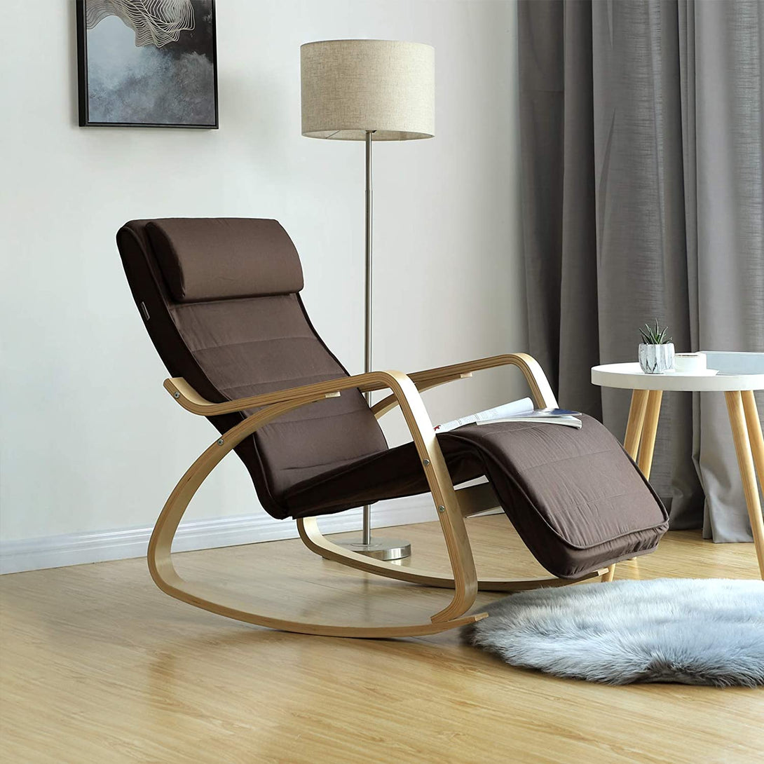 Gugalni stol, počivalnik, s 5-stopinjsko nastavljivo oporo za noge, do 150 kg | SONGMICS-Vasdom.si