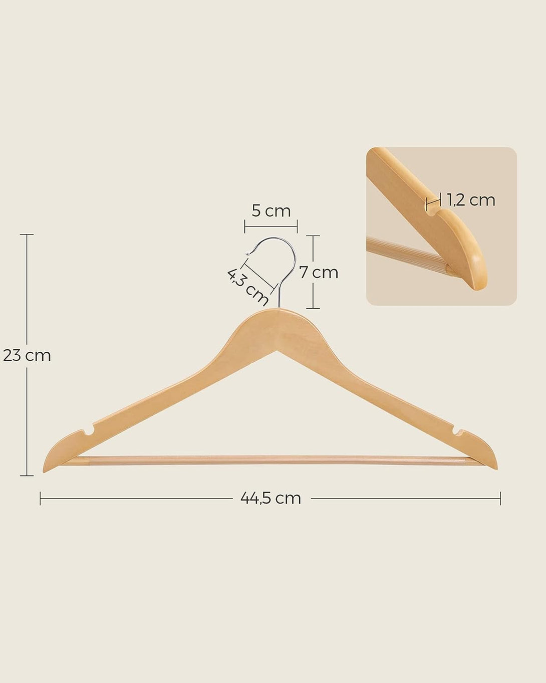 Javorjevi obešalniki 44,5 cm 50 kos | SONGMICS-Vasdom.si