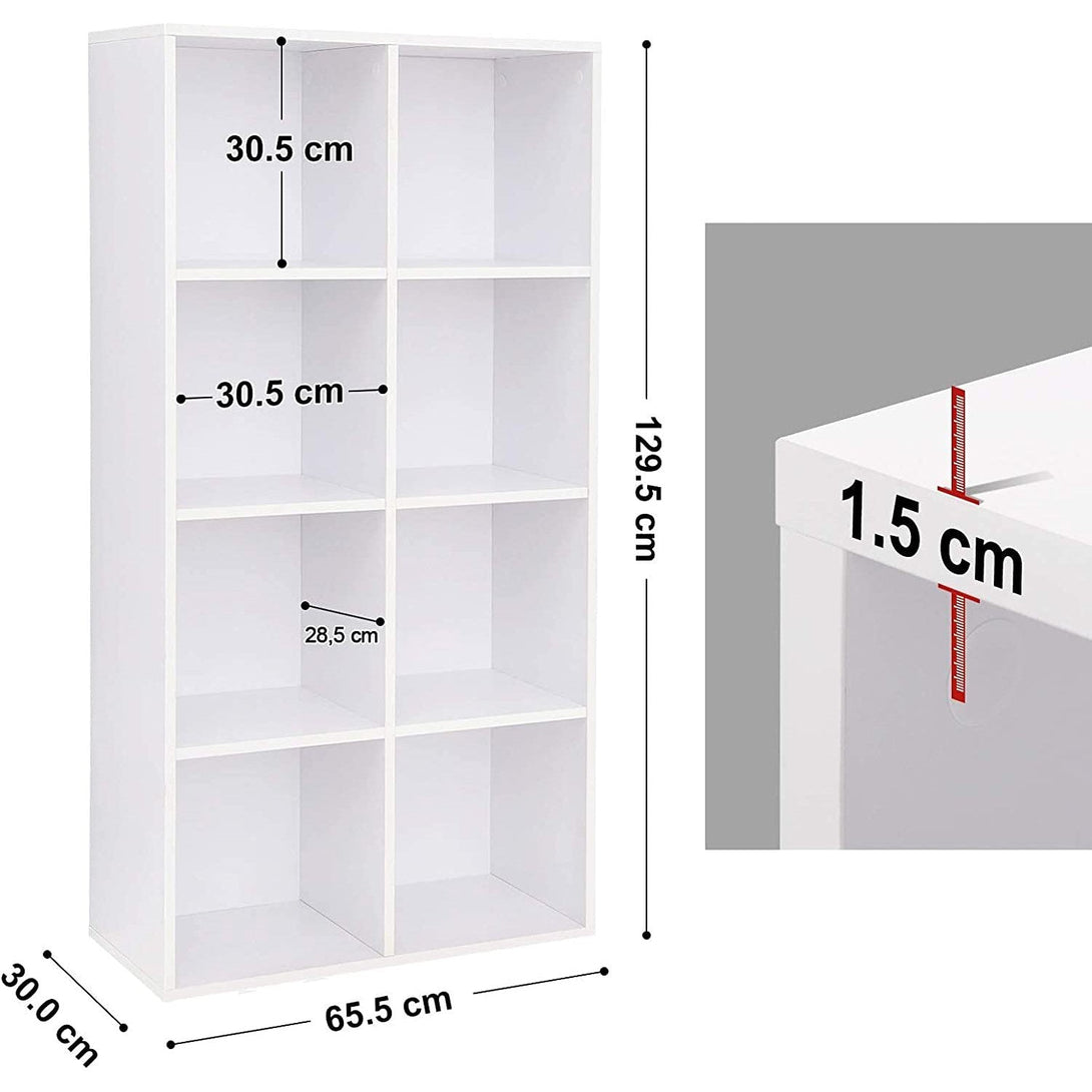 Knjižna polica za shranjevanje 8 kock 65,5 x 30 x 129,5 cm | VASAGLE-Vasdom.si