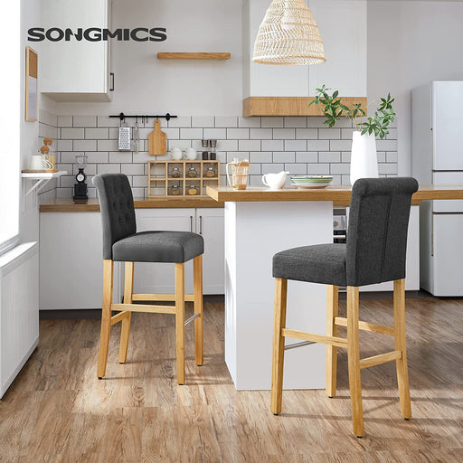 Komplet 2 barskih stolov, kuhinjski stoli, s kovinsko oporo za noge, siva | SONGMICS-Vasdom.si