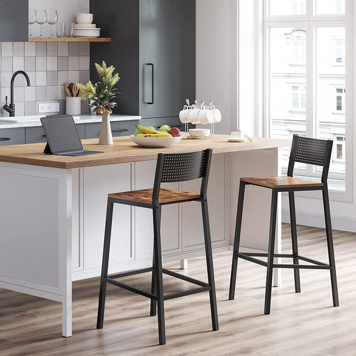 Komplet 2 barskih stolov, kuhinjskih stolov Industrial Design Vintage Brown Black | VASAGLE-Vasdom.si