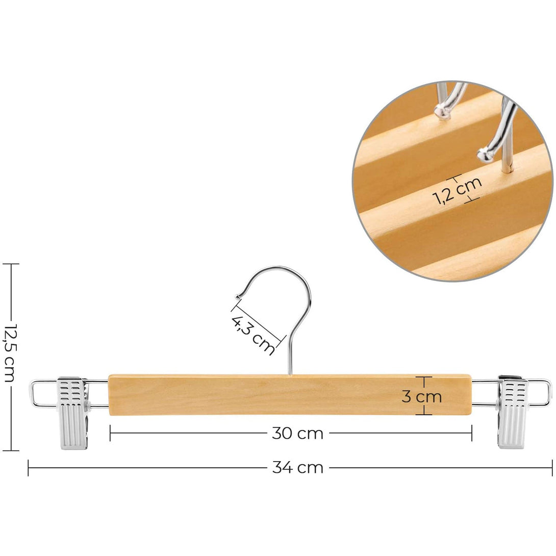 Komplet 8 lesenih obešalnikov za hlače z nastavljivimi sponkami | SONGMICS-Vasdom.si