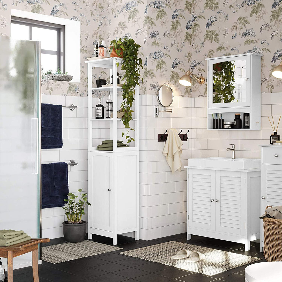 Kopalniška omarica pod umivalnikom, dvojna vrata, 60 x 60 x 30 cm mat bela | VASAGLE-Vasdom.si