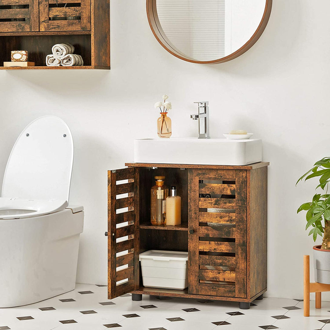 Kopalniška omarica pod umivalnikom s polico, 60 x 60 x 30 cm Rustikalno rjava | VASAGLE-Vasdom.si