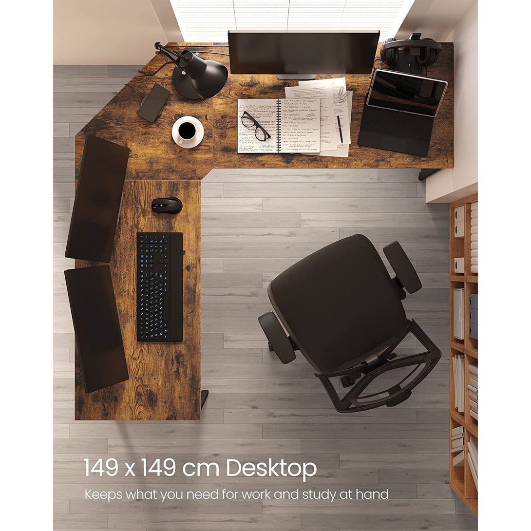 Kotna miza, računalniška miza v obliki črke L, pisarniška miza 149 x 149 x 75 cm | VASAGLE-Vasdom.si