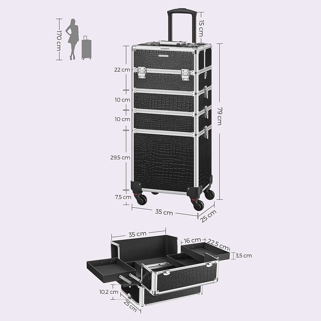 Kovček za ličila, kozmetični kovček 4 v 1, črn | SONGMICS-Vasdom.si