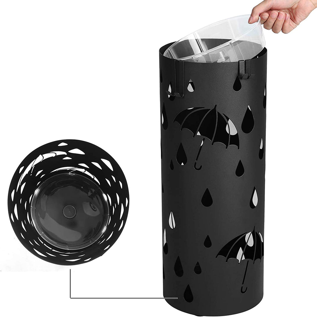 Kovinsko držalo za dežnike s kavlji in odcejalnikom, 49 x Ø 19,5 cm | SONGMICS-Vasdom.si