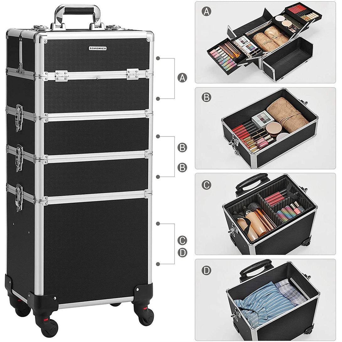 Kozmetični kovček za ličila, kozmetični kovček 4 v 1, črn | SONGMICS-Vasdom.si