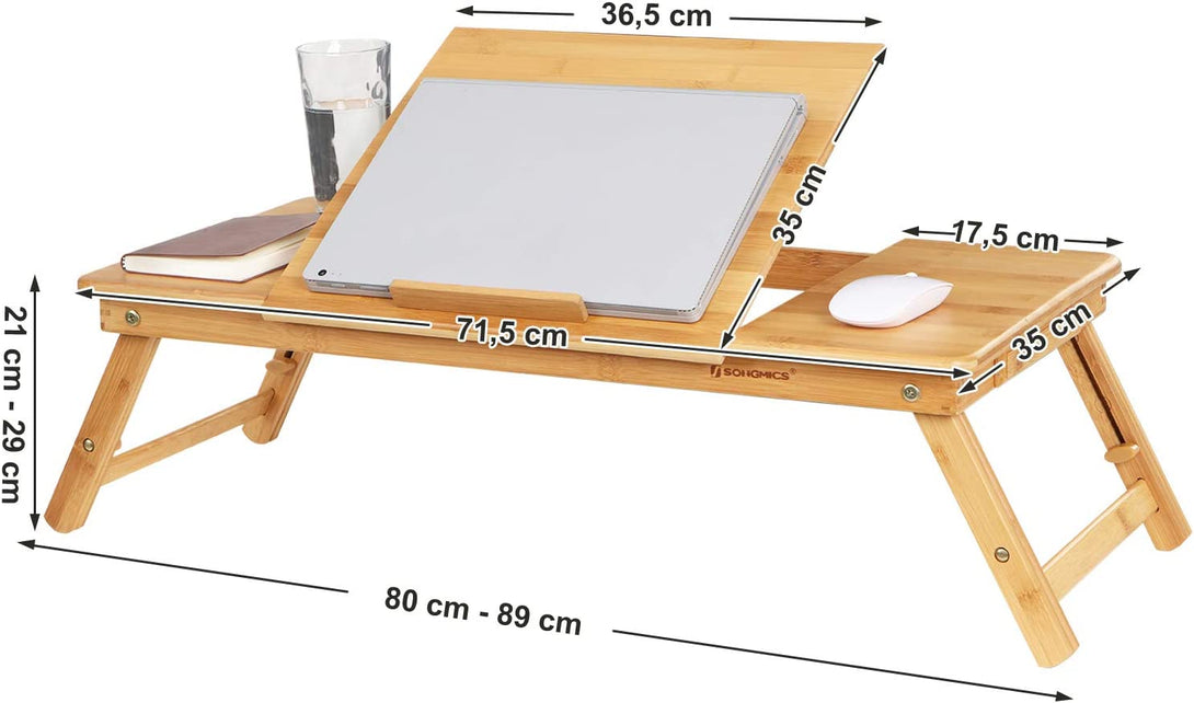Miza za prenosni računalnik iz bambusa, zložljiv pladenj za zajtrk | SONGMICS-Vasdom.si
