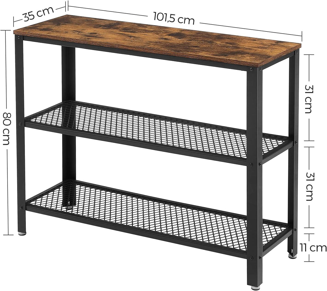 Moderna konzolna miza z 2 policama 101,5 x 35 x 80 cm | VASAGLE-Vasdom.si