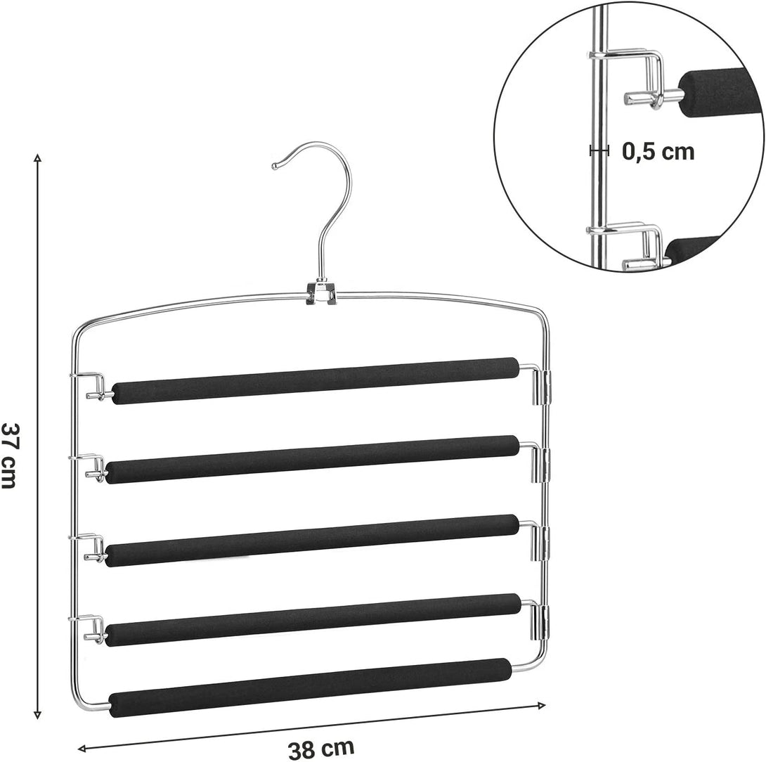 Nedrseči obešalniki za hlače 38 x 37 x 0,5 cm, 3 kosi, črni | SONGMICS-Vasdom.si