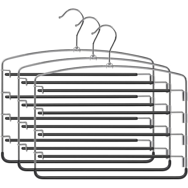Obešalniki za hlače, Prostorsko varčni kovinski obešalniki za hlače, nedrseči, 3 kosi | SONGMICS-Vasdom.si