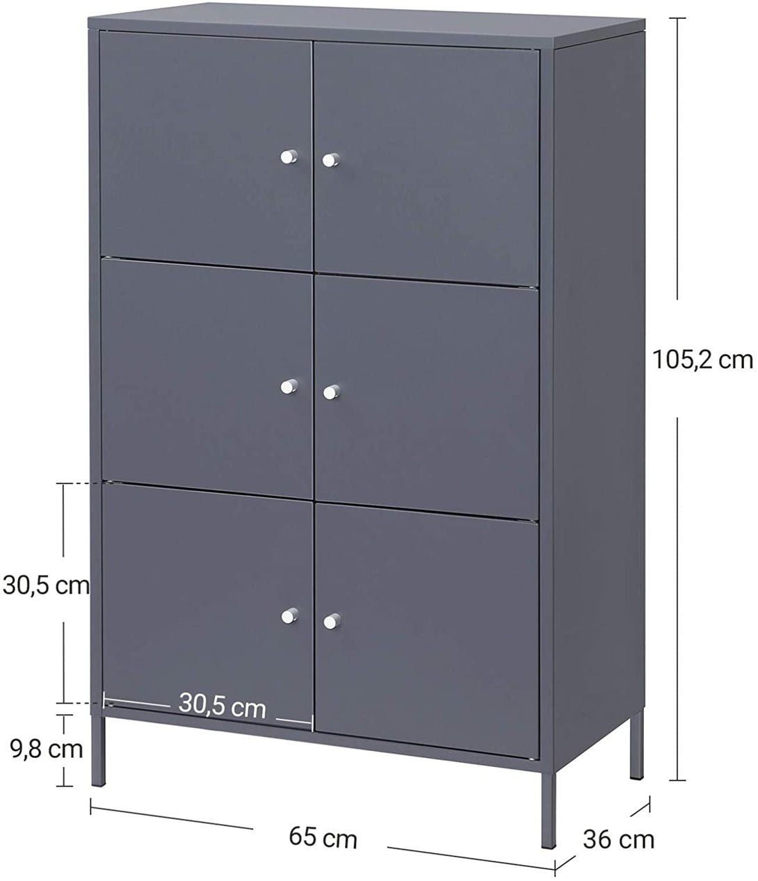 Omara za shranjevanje, 3-nivojska kovinska pisarniška omara 65 x 36 x 105,2 cm | SONGMICS-Vasdom.si