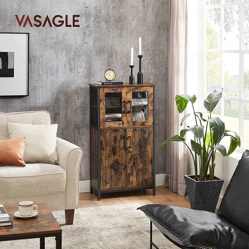 Omarica za shranjevanje, kopalniška omarica 60 x 108 x 30 cm, rustikalno rjava in črna | VASAGLE-Vasdom.si