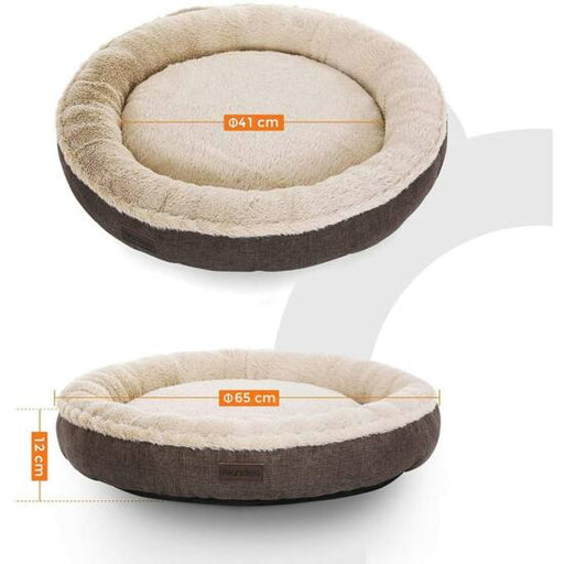 Pasja postelja, mačja postelja, v obliki krofa, premer 65 cm, rjava-Vasdom.si