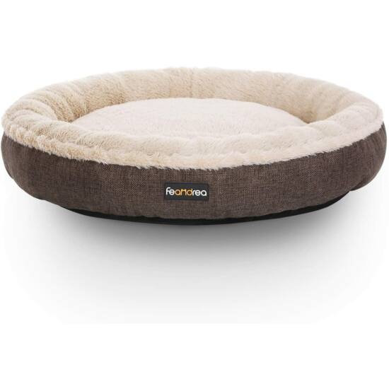 Pasja postelja, mačja postelja, v obliki krofa, premer 65 cm, rjava-Vasdom.si