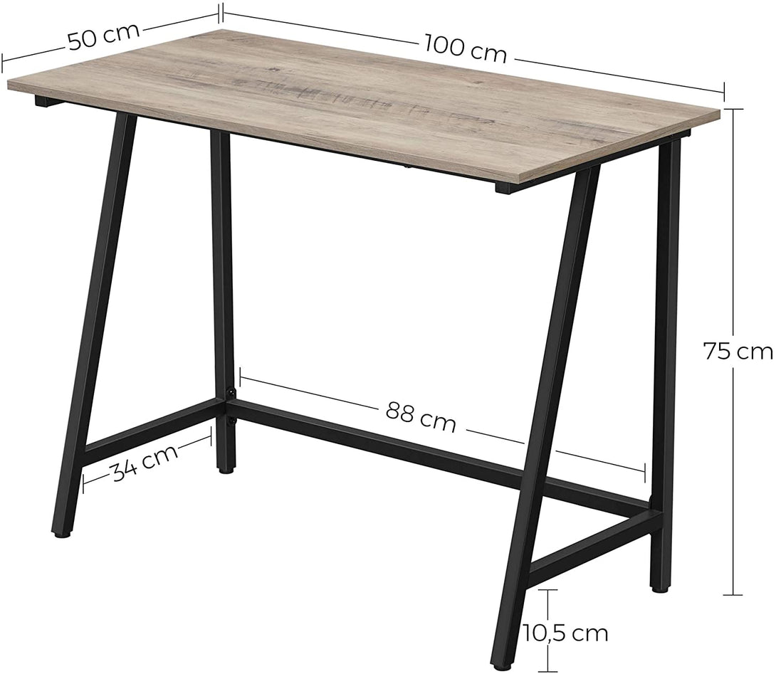 Pisalna miza, računalniška miza 100 x 50 x 75 cm siva in črna | VASAGLE-Vasdom.si