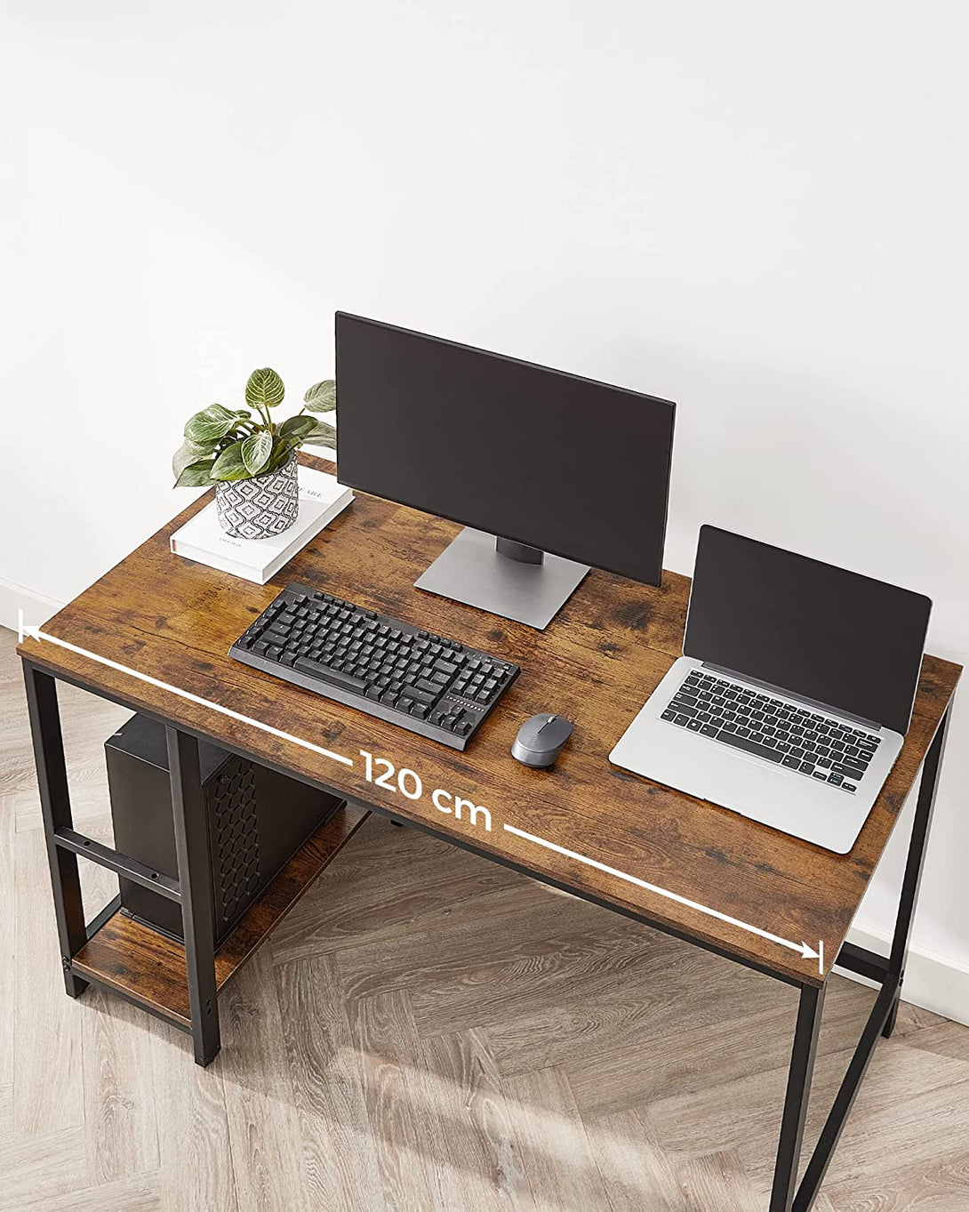 Pisalna miza, računalniška miza z 2 policama na levi ali desni strani 120 x 60 x 75 cm | VASAGLE-Vasdom.si