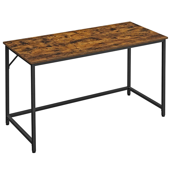 Pisalna miza s kovinskim okvirjem, 140 x 75 x 60 cm, rustikalno rjava | VASAGLE-Vasdom.si