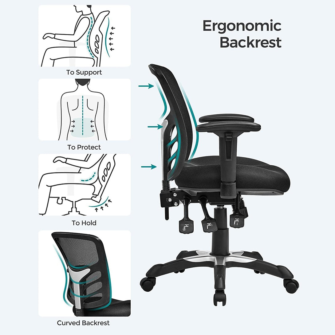 Pisarniški stol, Ergonomski vrtljiv stol, nastavljiva višina stola | SONGMICS-Vasdom.si