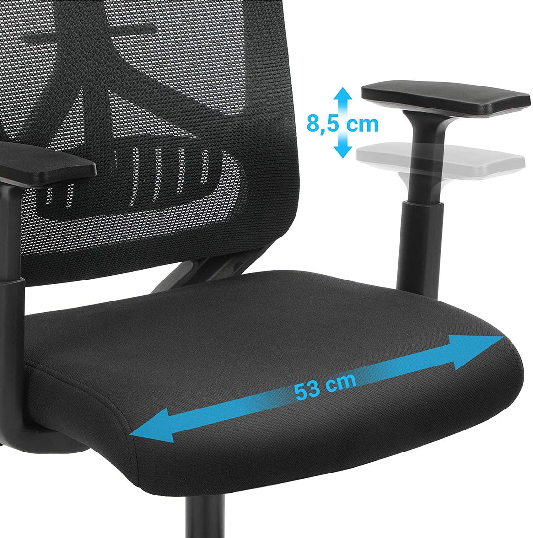Pisarniški stol, ergonomski stol z ledveno oporo, črna | SONGMICS-Vasdom.si