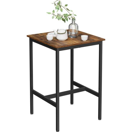 Pravokotna visoka barska miza 60 x 60 x 90 cm, rustikalno rjava in črna | VASAGLE-Vasdom.si