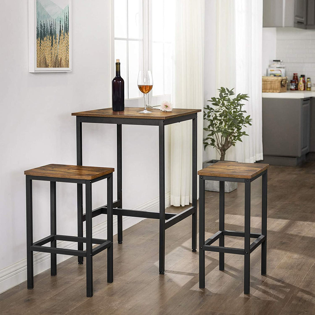 Pravokotna visoka barska miza 60 x 60 x 90 cm, rustikalno rjava in črna | VASAGLE-Vasdom.si