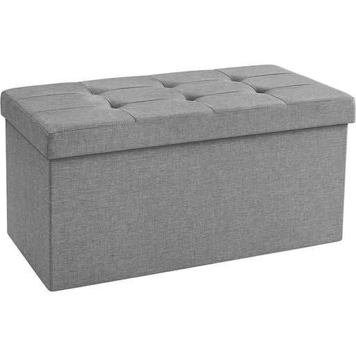 Puf, sedežna škatla, škatla za shranjevanje 76 x 38 x 38 cm, nosilnost do 300 kg, svetlo siva | SONGMICS-Vasdom.si
