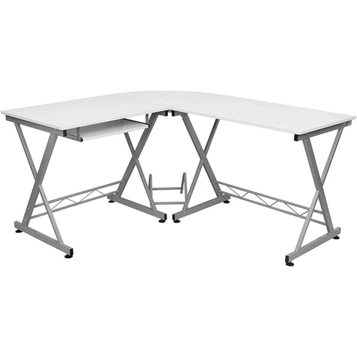 SONGMICS kotna računalniška miza, miza v obliki črke L 150 x 138 x 75 cm, bela | VASAGLE-Vasdom.si