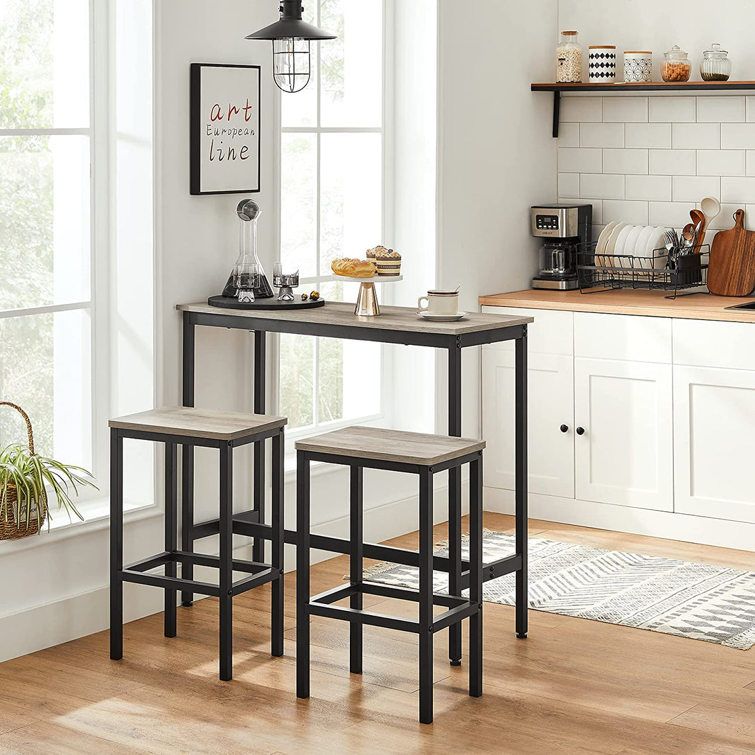 Set 2 barskih stolov Kuhinjski stoli 40 x 65 x 30 cm, sivo-črni | VASAGLE-Vasdom.si