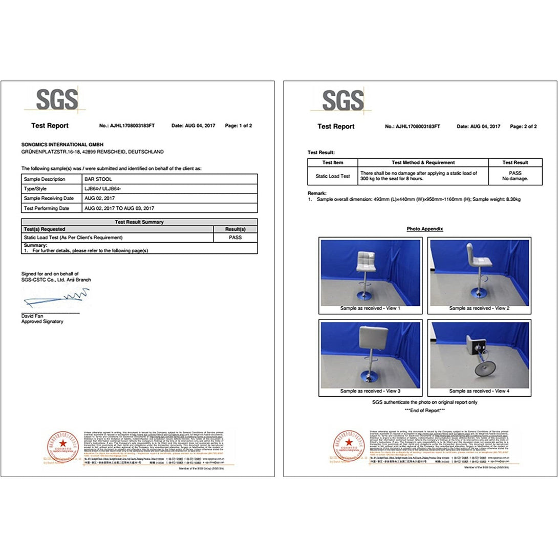 Set 2 barskih stolov, po višini nastavljiv kuhinjski stol, siva | SONGMICS-Vasdom.si