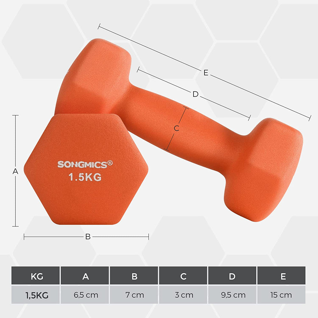 Set uteži 2 kos nedrseči 2 x 1,5 kg, oranžne | SONGMICS-Vasdom.si