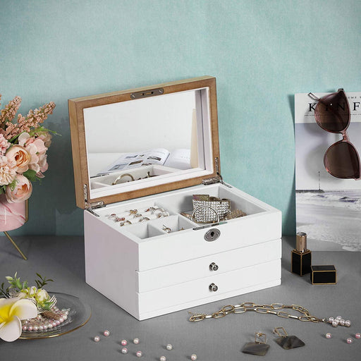 Škatla za nakit s 3 predali in žametno podlogo | SONGMICS-Vasdom.si