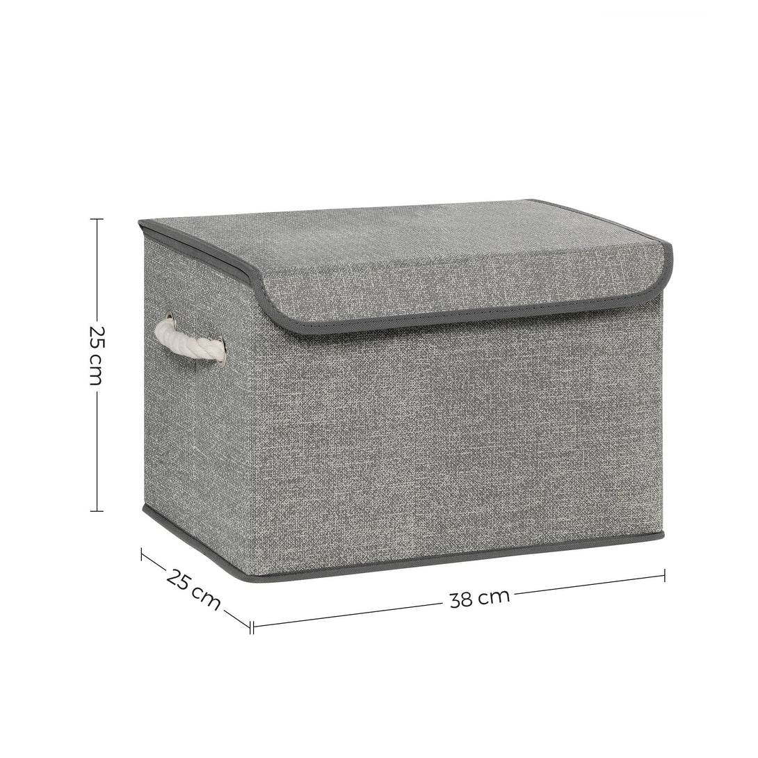 Škatle za shranjevanje s pokrovom, 3 kosi, 38 x 25 x 25 cm, sive | SONGMICS-Vasdom.si
