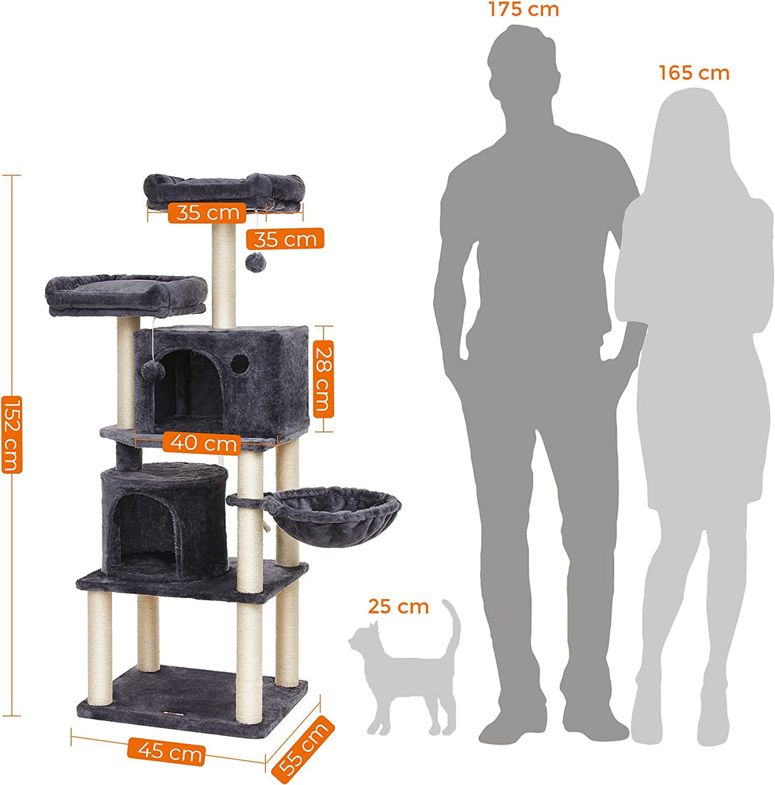 Stabilno mačje drevo, 152 cm, dimno siva | FEANDREA-Vasdom.si