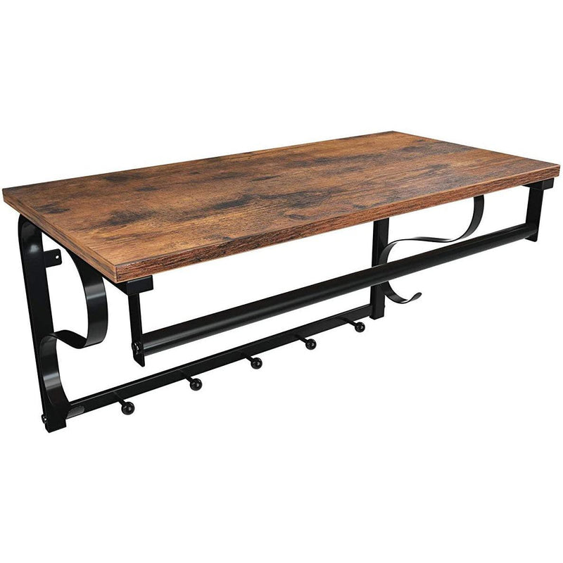 Stenska polica za plašče s 5 kavlji 60 x 30 x 31,7 cm | VASAGLE-Vasdom.si