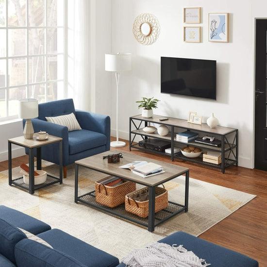 TV omarica, TV stojalo, 160 x 52 x 39 cm, siva in črna | VASAGLE-Vasdom.si