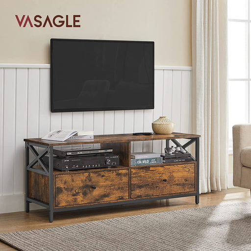 TV omarica z 2 predaloma 120 x 50 x 40 cm rustikalno rjava | VASAGLE-Vasdom.si