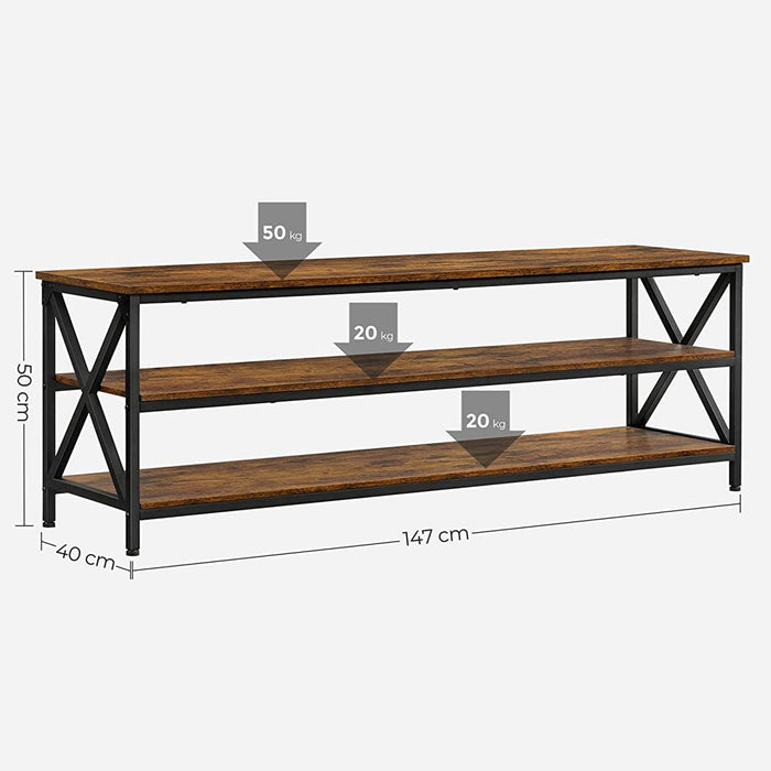 TV omarica z odprtim predalom, TV mizica z nosilcem v obliki črke X 147 x 50 x 40 cm | VASAGLE-Vasdom.si
