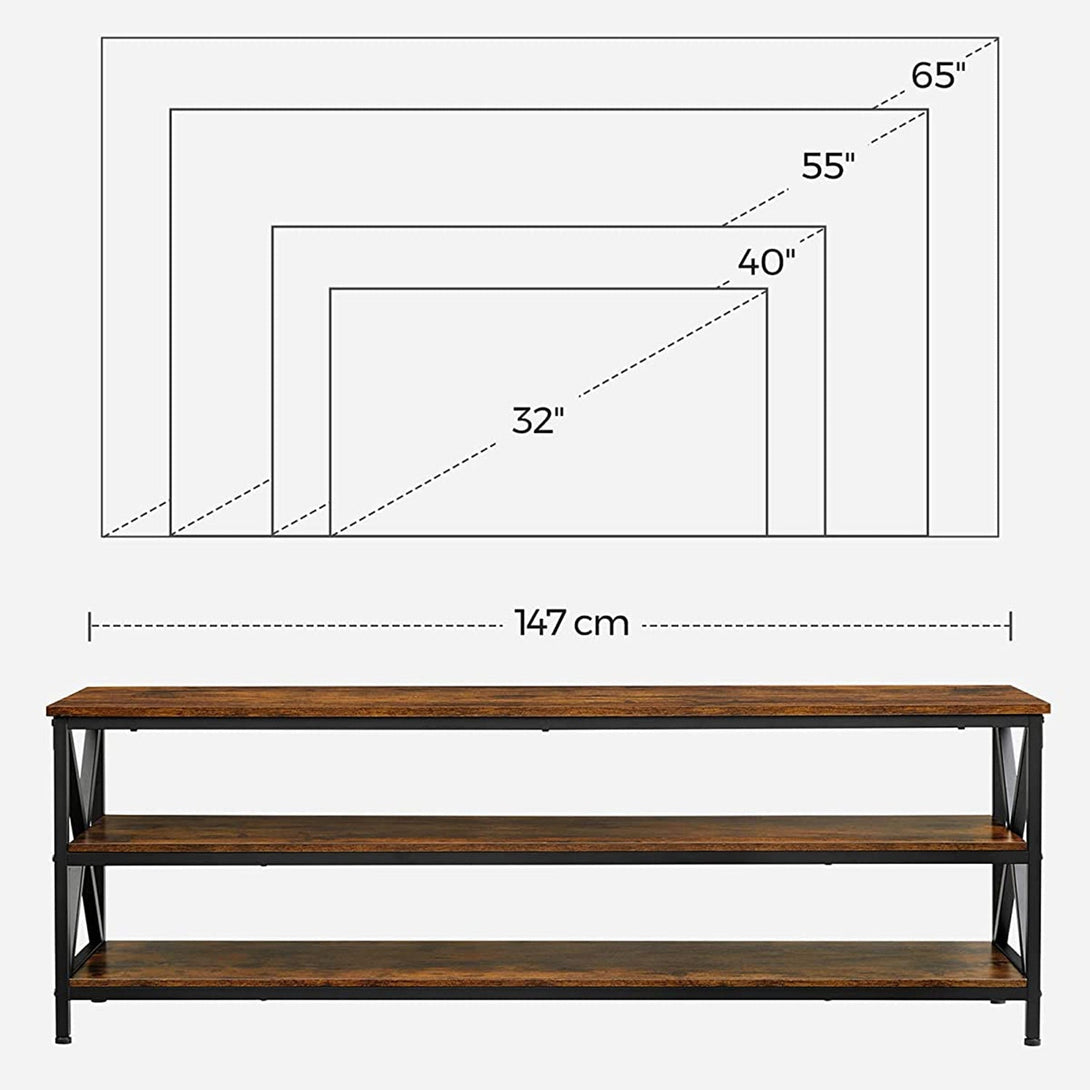 TV omarica z odprtim predalom, TV mizica z nosilcem v obliki črke X 147 x 50 x 40 cm | VASAGLE-Vasdom.si