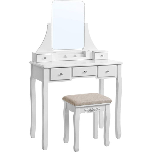 Toaletna mizica z ogledalom brez okvirja 80 x 40 x 137,5 cm, bela | VASAGLE-Vasdom.si