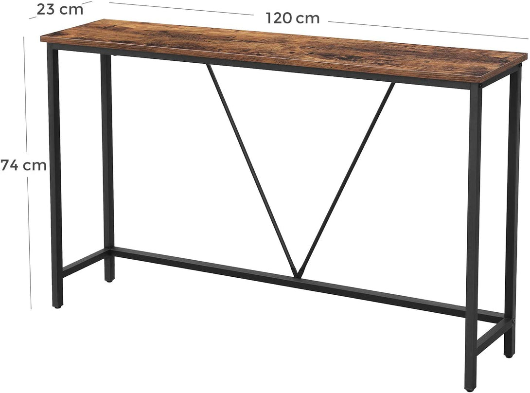 Vintage konzolna miza 120 x 23 x 74 cm, rjavo-črna | VASAGLE-Vasdom.si