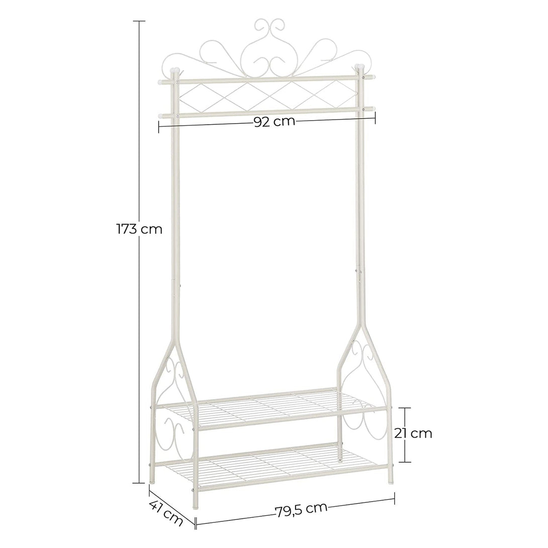 Vintage stojalo za oblačila obešalnik za oblačila z 2 kovinskima policama, krem | SONGMICS-Vasdom.si