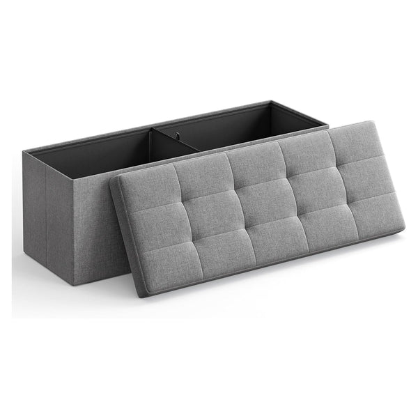 Zložljiva klop za shranjevanje 120 L, 110 x 38 x 38 cm svetlo siva | SONGMICS-Vasdom.si