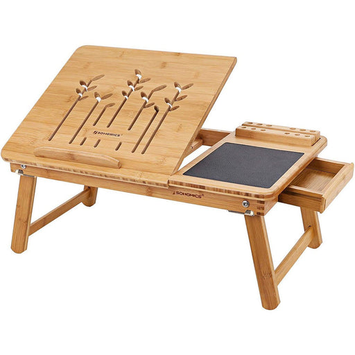 Zložljiva miza za prenosni računalnik iz bambusa, pladenj za zajtrk 55 x 23 x 35 cm | SONGMICS-Vasdom.si