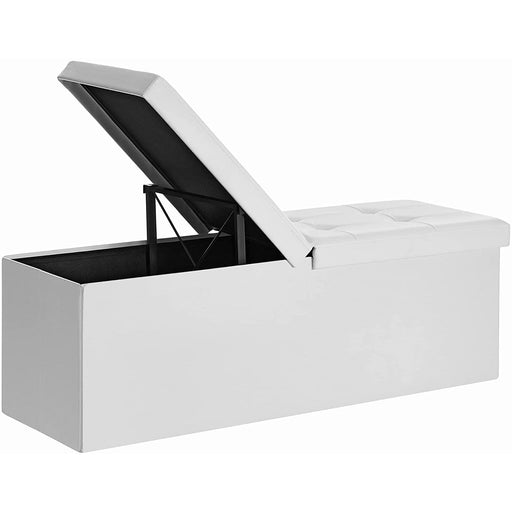 Zložljiva sedežna škatla, klop za shranjevanje 120L, 110 x 38 x 38 cm, bela | SONGMICS-Vasdom.si