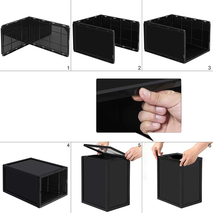 Zložljive plastične škatle za čevlje, komplet 6 kosov, črne| SONGMICS-Vasdom.si