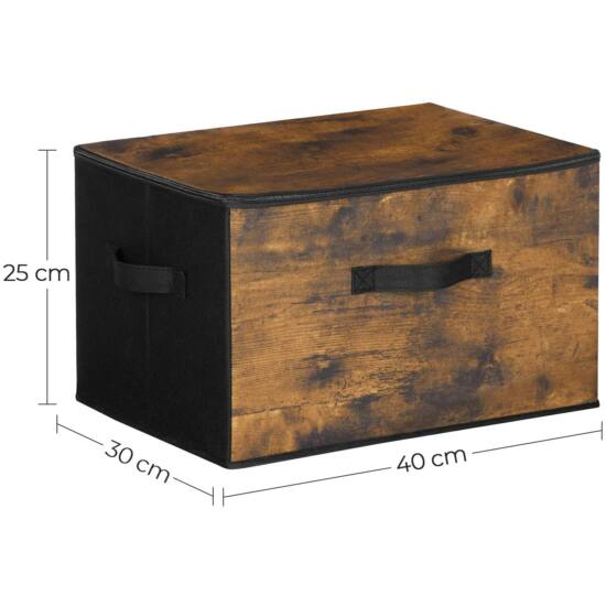 Zložljive škatle za shranjevanje, 3 rustikalno rjave in črne | SONGMICS-Vasdom.si